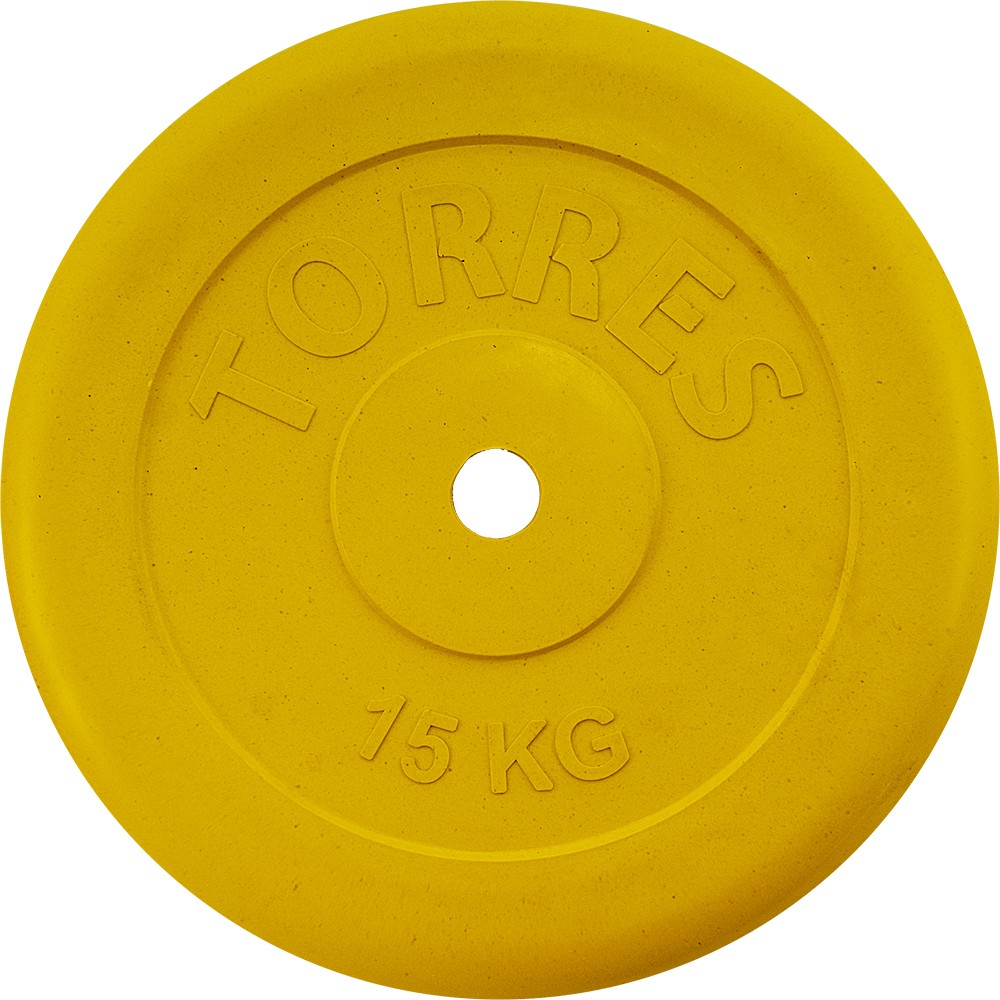 Torres (PL504215) Диск обрезиненный 15кг желтый