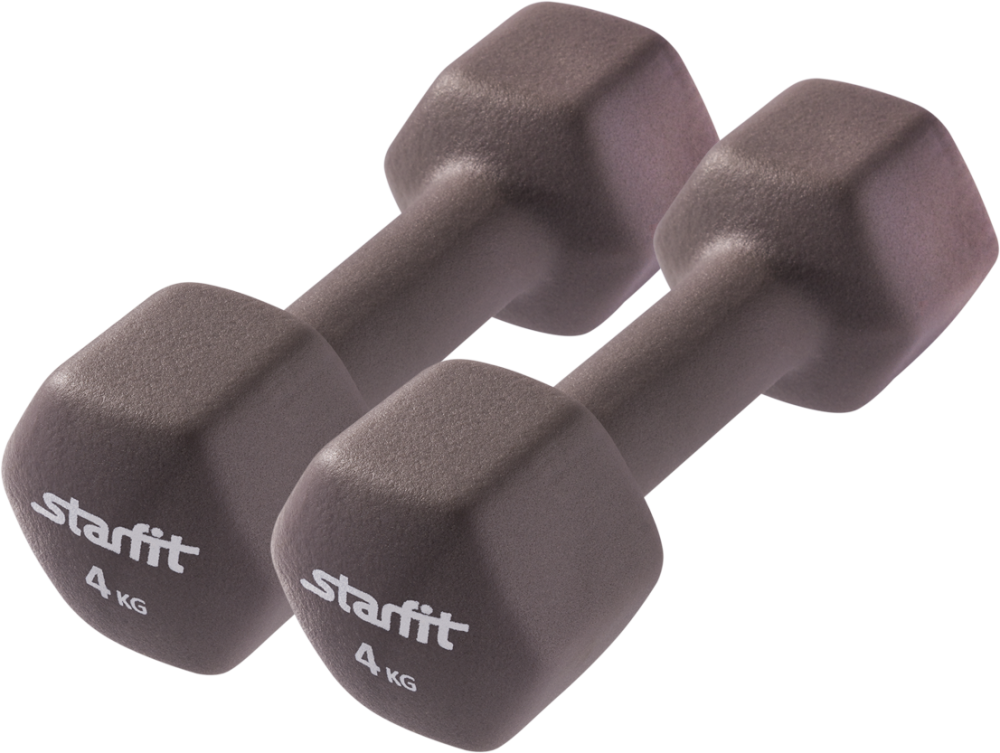 Гантель неопреновая Starfit DB-201 4 кг, холодный серый, 2 шт