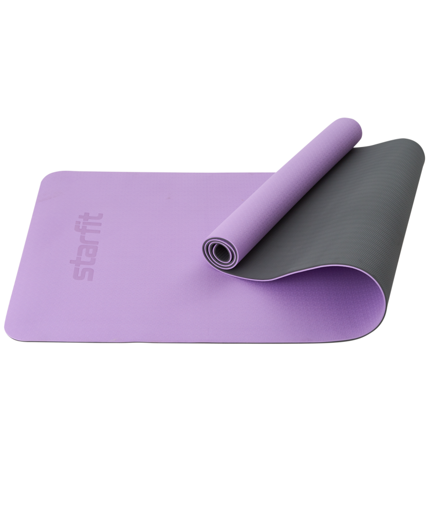 Коврик для йоги и фитнеса Starfit FM-201, TPE, 183x61x0,6 см, фиолетовый пастель/серый