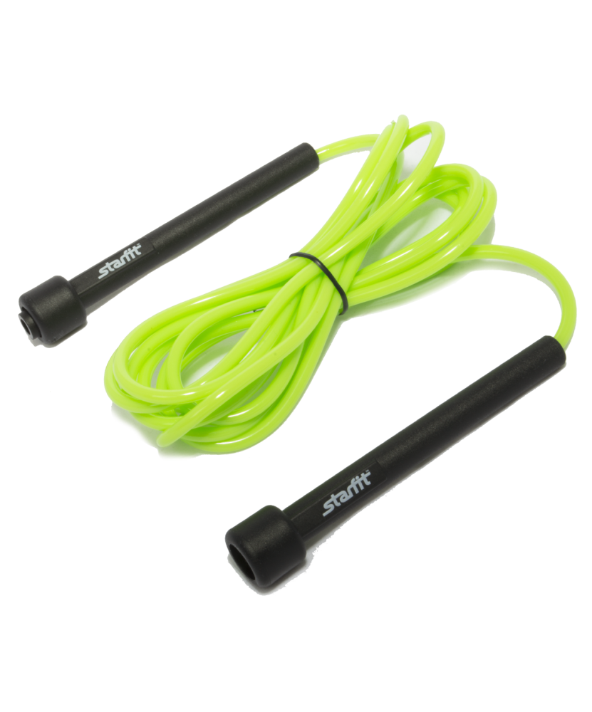 Скакалка Starfit RP-101 ПВХ с плаcтиковой ручкой, зеленая, 3 м
