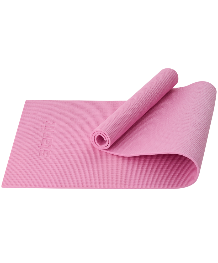 Коврик для йоги и фитнеса Starfit FM-101, PVC, 183x61x0,8 см, розовый пастель