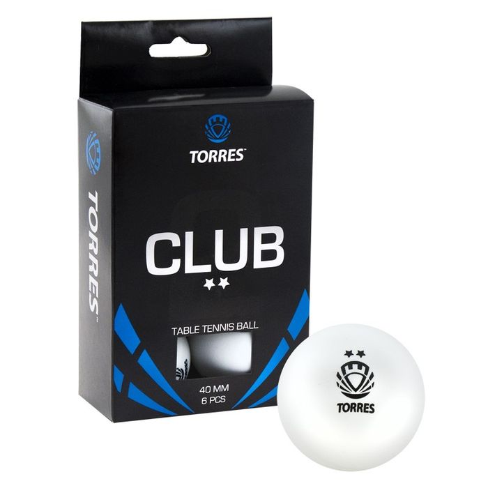 Мяч для настольного тенниса Torres CLUB 2** (6 шт.)