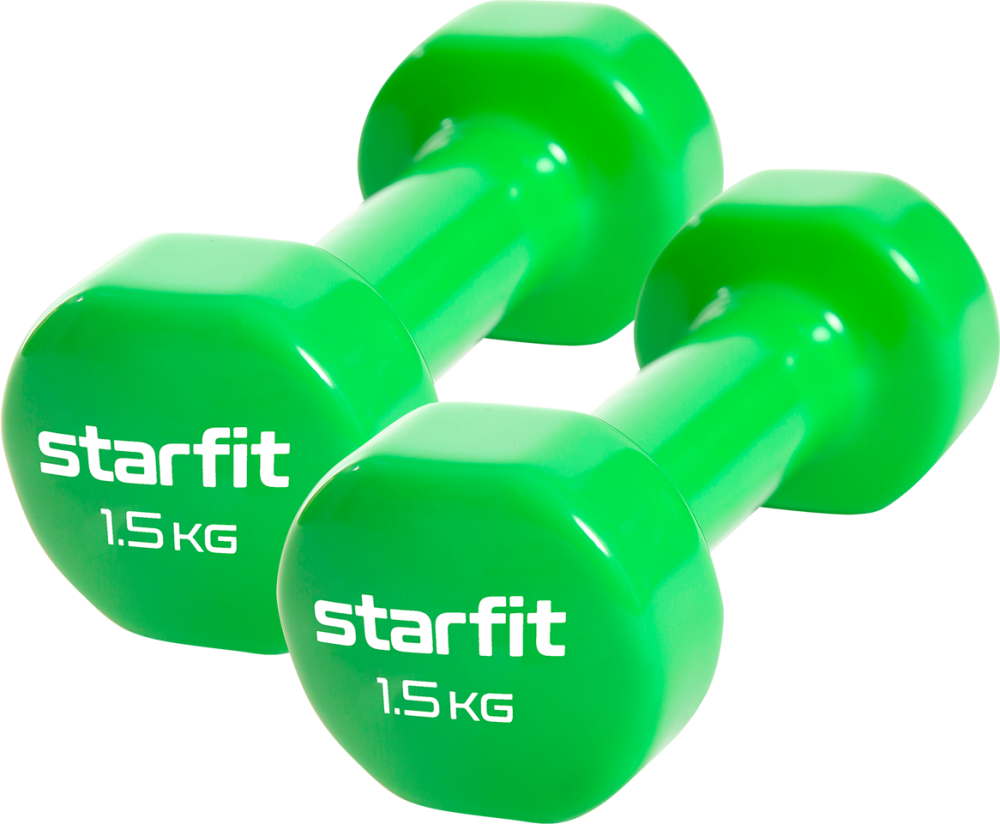 Гантель виниловая Starfit Core DB-101 1,5 кг, зеленый, 2 шт
