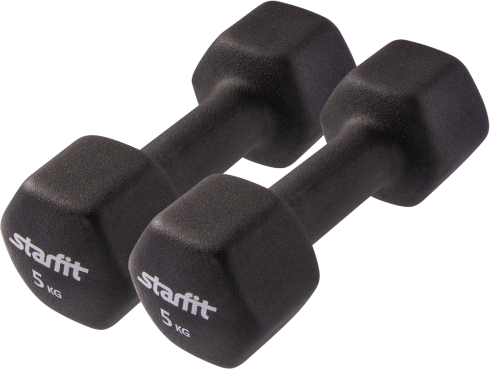 Гантель неопреновая Starfit DB-201 5 кг, черный, 2 шт