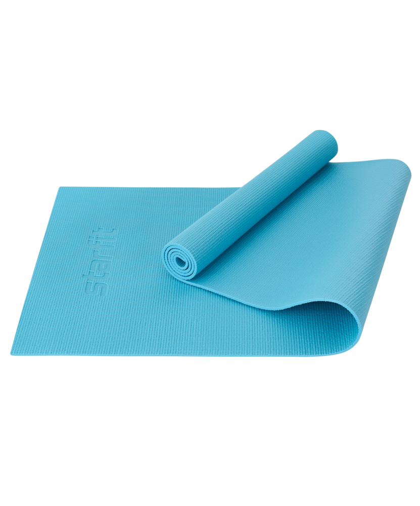 Коврик для йоги и фитнеса Starfit FM-101, PVC, 183x61x0,6 см, синий пастель