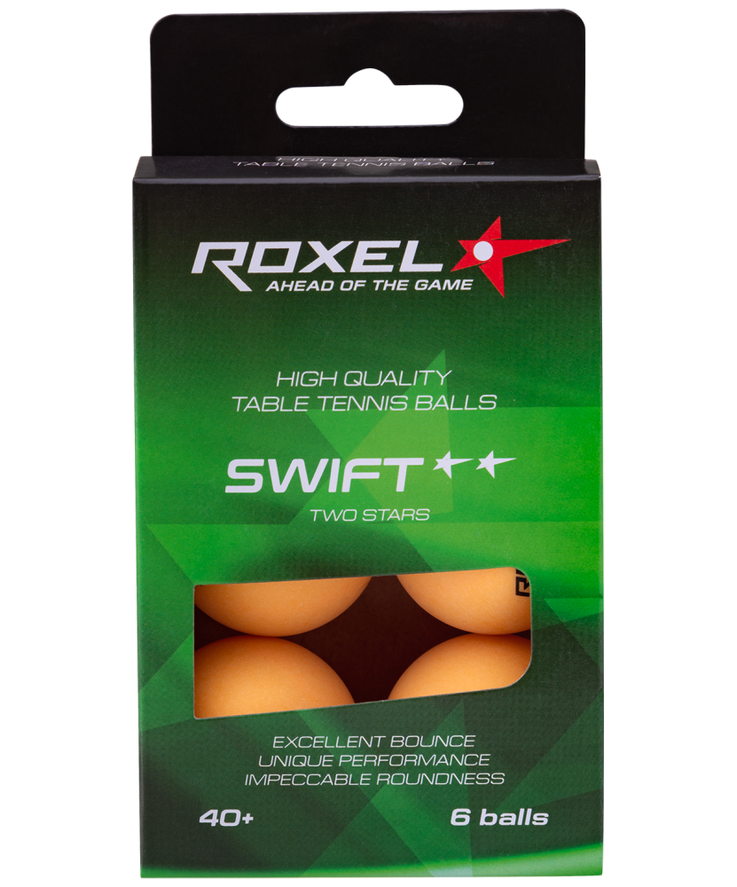 Мяч для настольного тенниса Roxel 2* Swift УТ-00015363 оранжевый, 6 шт.