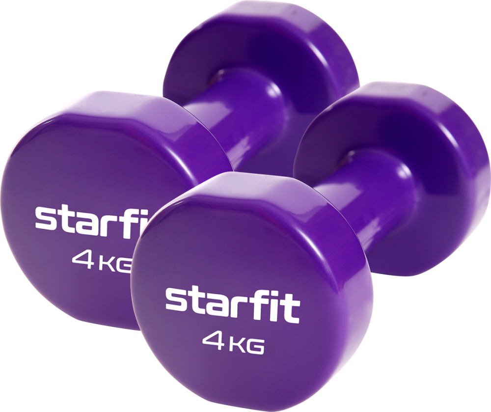 Гантель виниловая Starfit Core DB-101 4 кг, фиолетовый, 2 шт