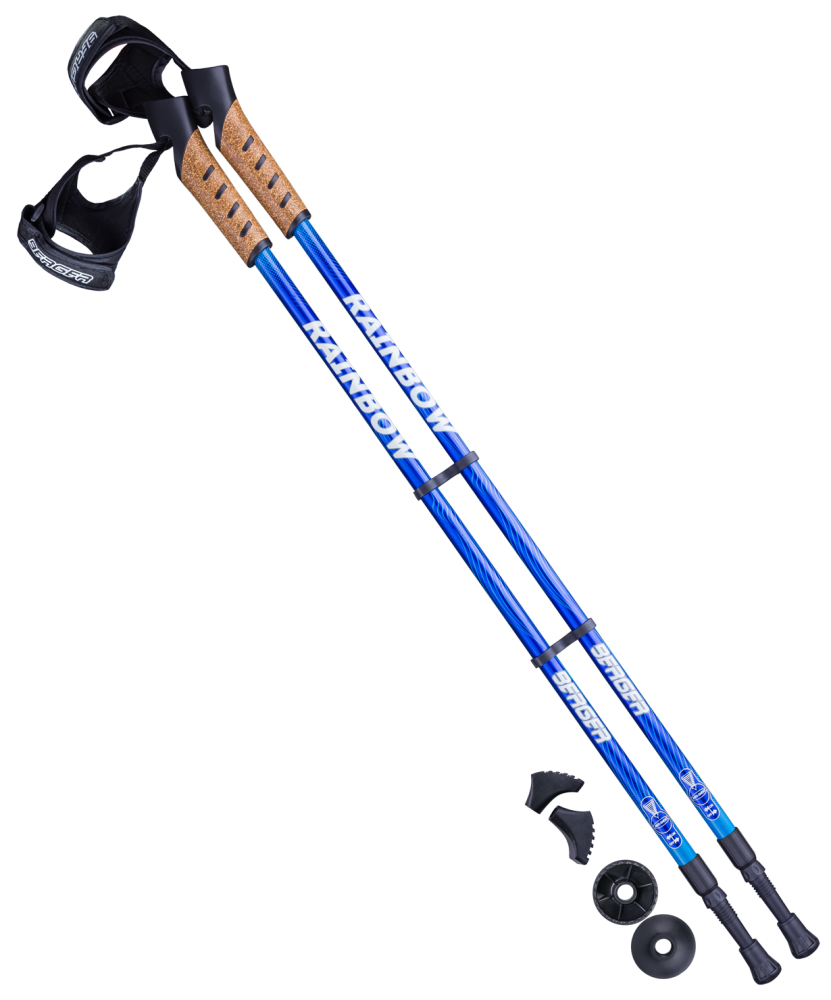 Палки для скандинавской ходьбы Berger Rainbow, 77-135 см, 2-секционные, синий/голубой