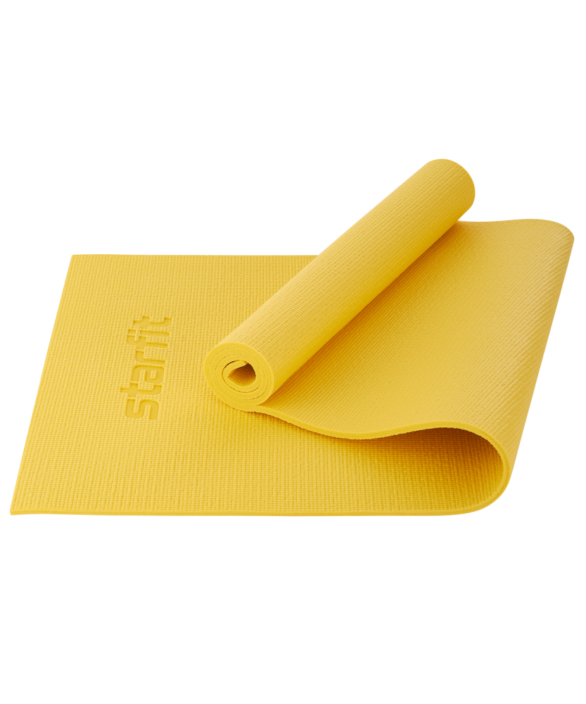 Коврик для йоги и фитнеса Starfit FM-101, PVC, 173x61x1 см, желтый
