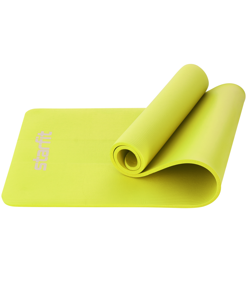 Коврик для йоги и фитнеса Starfit FM-301, NBR, 183x61x1,0 см, лаймовый
