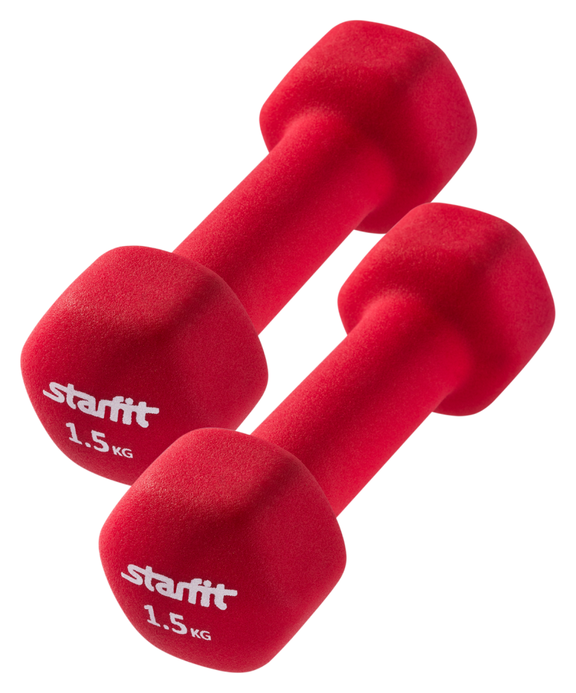 Гантель неопреновая Starfit DB-201 1,5 кг, насыщенный красный, 2 шт