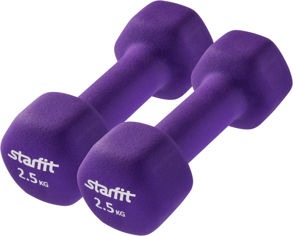 Гантель неопреновая Starfit DB-201 2,5 кг, фиолетовый, 2 шт
