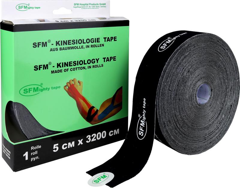 Кинезио тейп SFM-Plaster 5x3200 черный 4036534845059 с логотипом