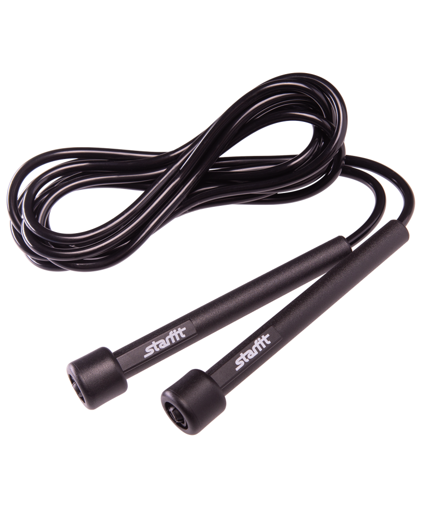 Скакалка Starfit RP-101 ПВХ с плаcтиковой ручкой, черная, 3 м