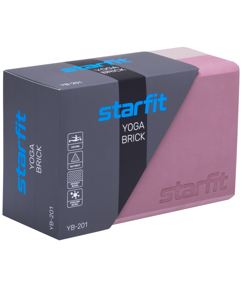 Блок для йоги Starfit YB-201 EVA, 22,8х15,2х10 см, 350 гр, пыльная роза