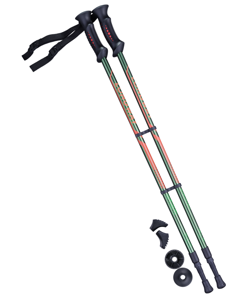 Палки для скандинавской ходьбы Berger Longway, 77-135 см, 2-секционные, тёмно-зеленый/оранжевый
