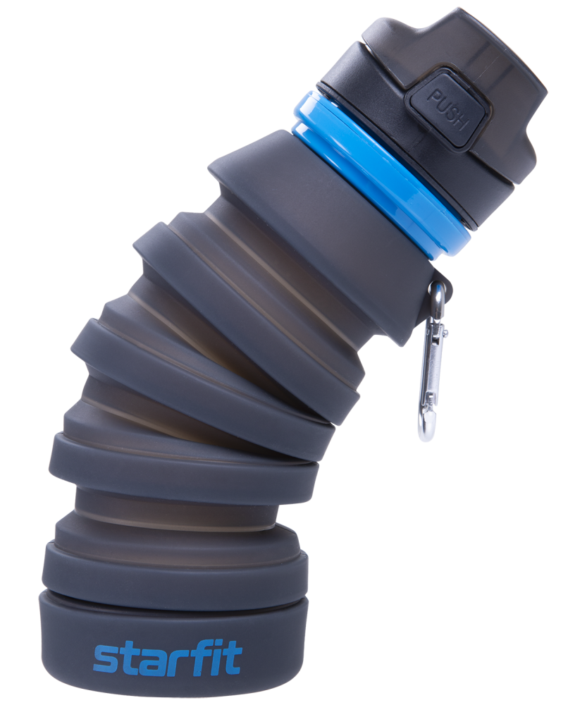 Бутылка для воды Starfit FB-100, с карабином, складная, серая