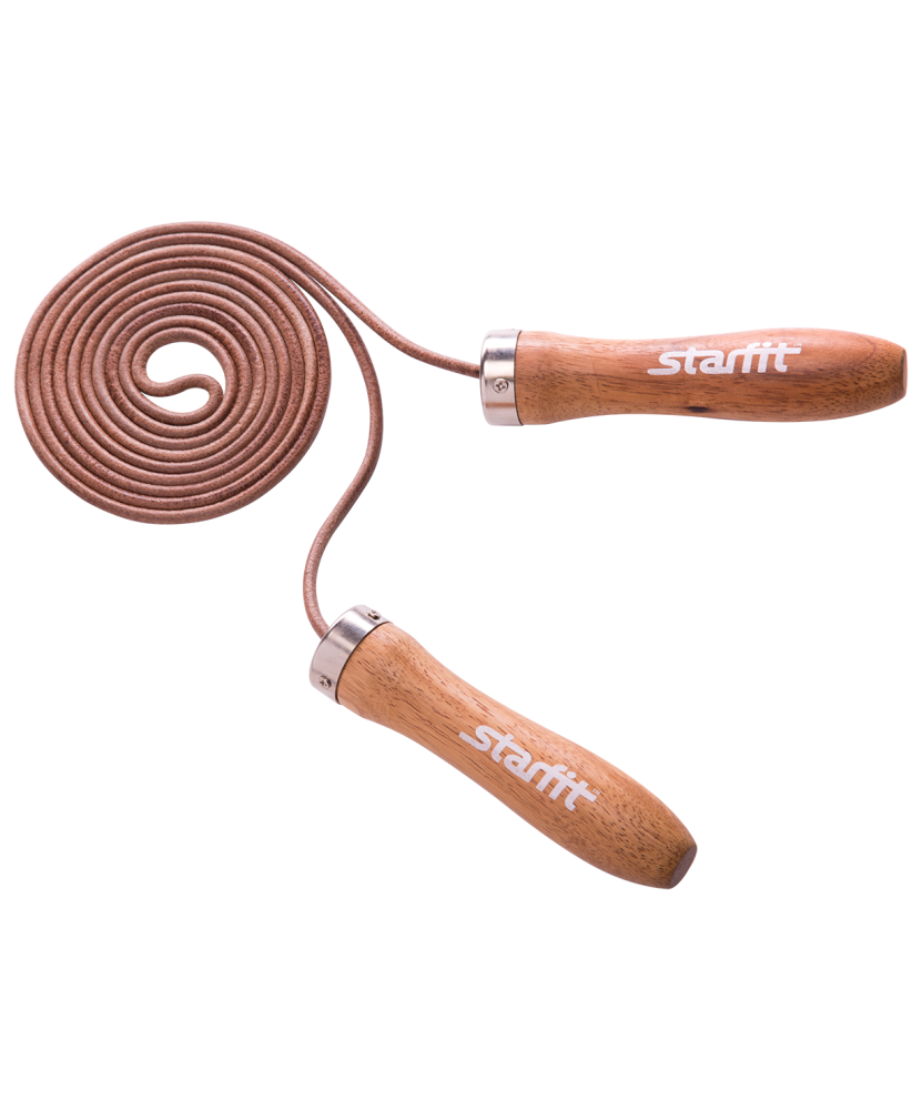 Скакалка Starfit RP-201 кожаная, с деревянной ручкой, 3м