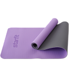 Коврик для йоги и фитнеса Starfit FM-201, TPE, 173x61x0,6 см, фиолетовый пастель/серый