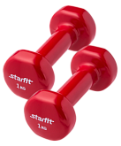 Гантель виниловая Starfit DB-101 1 кг, красный, 2 шт