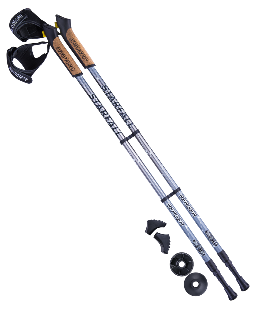 Палки для скандинавской ходьбы Berger Starfall, 77-135 см, 2-секционные, серый/чёрный/белый